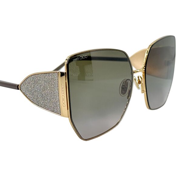 Jimmy Choo River S Womens Metal Sunglass 0763HA Gold Mud 61-16 Gray Gradnt Italy - Picture 5 of 5